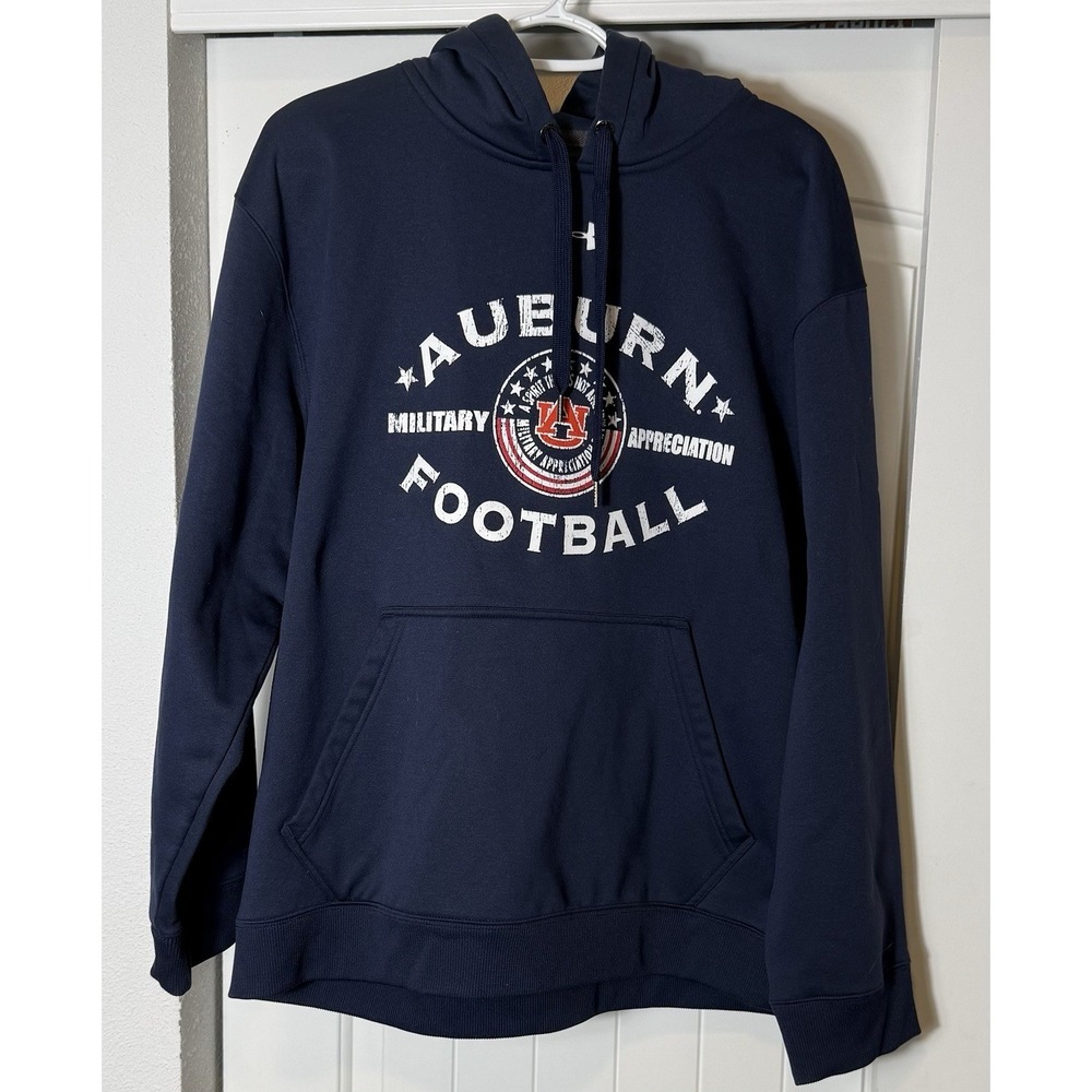 Under Armour NCAA Auburn Tigers Football Hoodie Mens L Military Appreciation